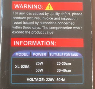 Calentador Acuario Pecera Xilong 50W XL-025A