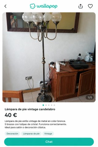 Lámpara de pie vintage candelabro