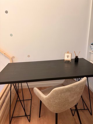 Mesa Escritorio/Comedor Negra Metal/Madera