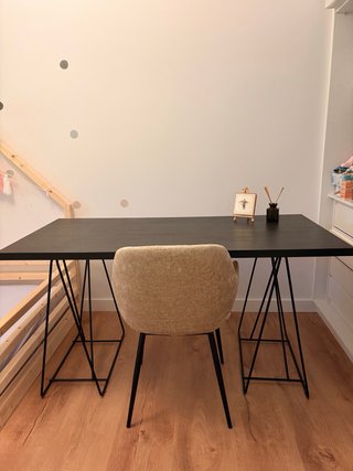 Mesa Escritorio/Comedor Negra Metal/Madera