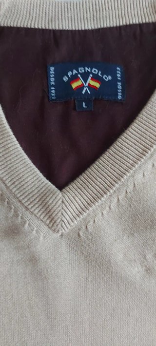Jersey Spagnolo cuello pico, marrón claro, talla L