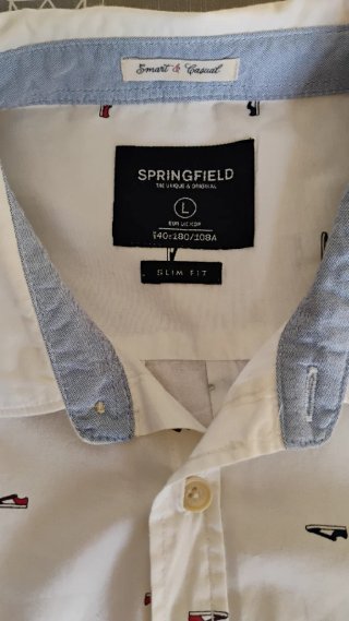 Camisa Springfield Hombre Blanca Estampada