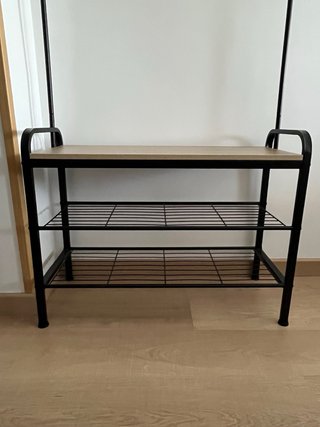 Perchero banco zapatero metal madera