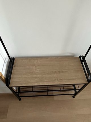 Perchero banco zapatero metal madera