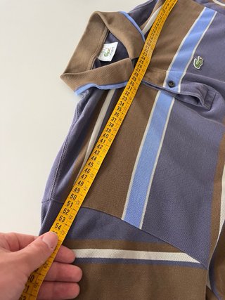 Polo Lacoste Rayas Azul y Marrón