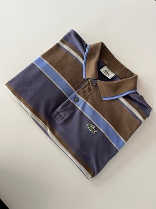 Polo Lacoste Rayas Azul y Marrón