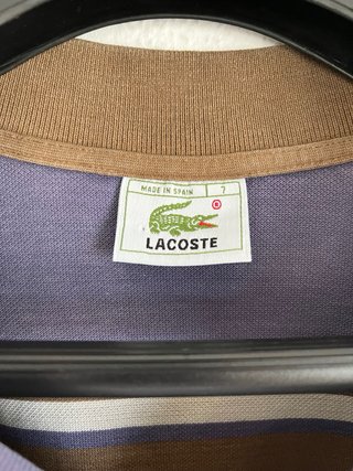 Polo Lacoste Rayas Azul y Marrón