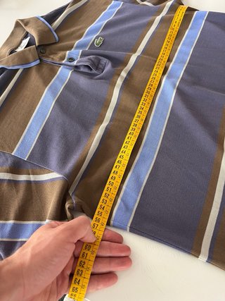 Polo Lacoste Rayas Azul y Marrón