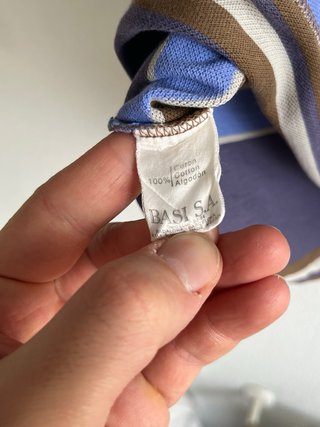 Polo Lacoste Rayas Azul y Marrón
