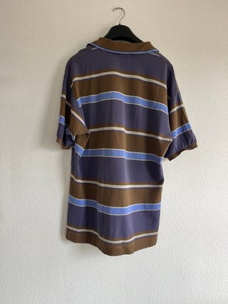 Polo Lacoste Rayas Azul y Marrón