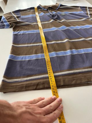 Polo Lacoste Rayas Azul y Marrón