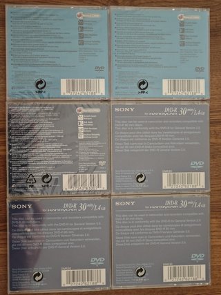 5 Mini DVD-R 30 min + 1 Mini DVD-RW 60 min