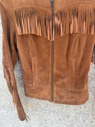 Chaqueta Zara flecos ante marrón Talla XS