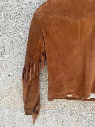 Chaqueta Zara flecos ante marrón Talla XS