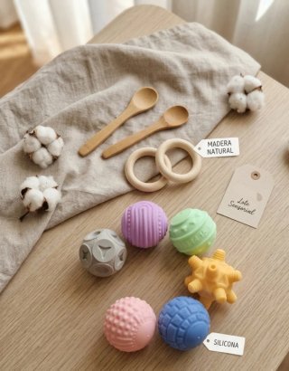 Lote Juguetes Montessori Madera y Silicona