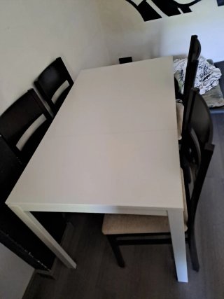 Mesa extensible blanca Ikea sin sillas