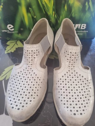 Zapatos Pitillos Mujer Plata/Blanco