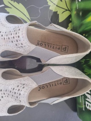 Zapatos Pitillos Mujer Plata/Blanco