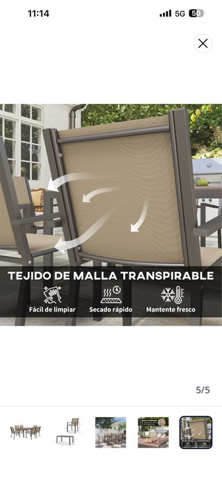 Conjunto mesa y 6 sillas comedor exterior