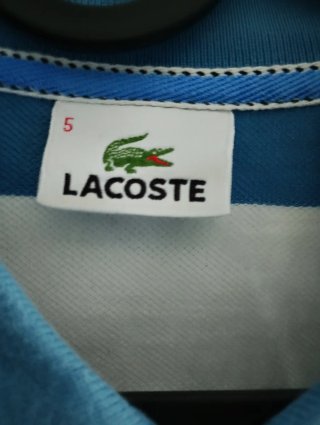 Polo Lacoste Rayas Azul y Blanco