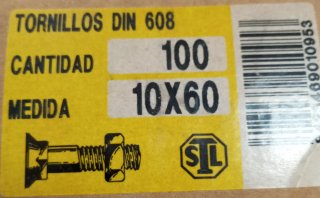 100 tornillos de arado 608 10x60 con tuercas