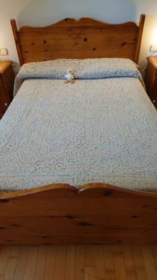 Cubrecama Matrimonio Beige/Blanco