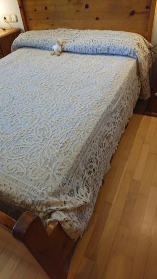 Cubrecama Matrimonio Beige/Blanco