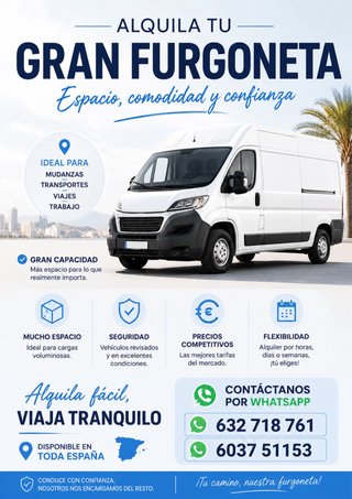 ALQUILER DE FURGONETA GRANDE EN BARCELONA Y ALRE