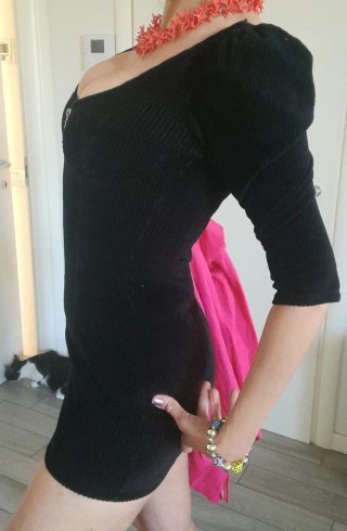 Giacca lino rosa tg.S + miniabito nero tg.XS