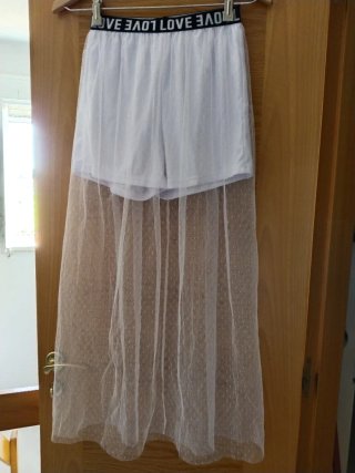 Falda pantalón blanca tul