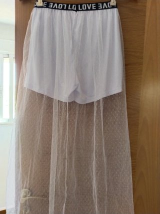 Falda pantalón blanca tul