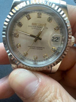 Seiko Mod Datejust Diamantes Esfera Blanca