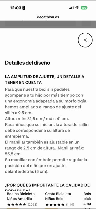 Bicicleta sin pedales amarilla