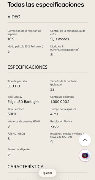 Televisor LG LED 32 32LV2500
