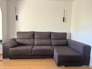Sofá chaise longue marrón 3 plazas