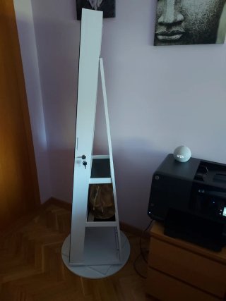 Espejo Joyero Giratorio Blanco y Madera