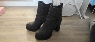 Botines Tacón Plataforma Negros