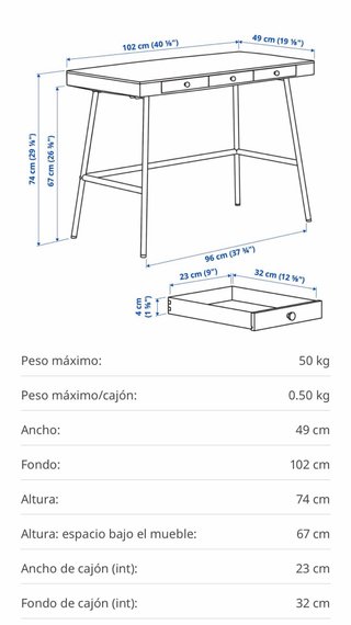 Escritorio IKEA Bambú y Metal