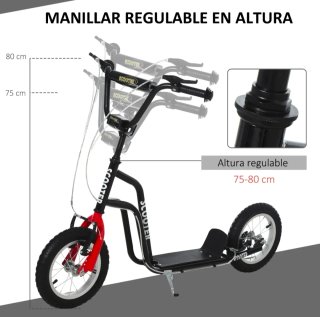 Patinete infantil +5 años 120x58x75-80cm negro