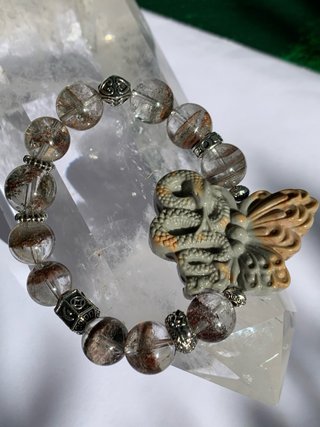 Pulsera Cuarzo Fantasma Rojo y Verde – 11 mm
