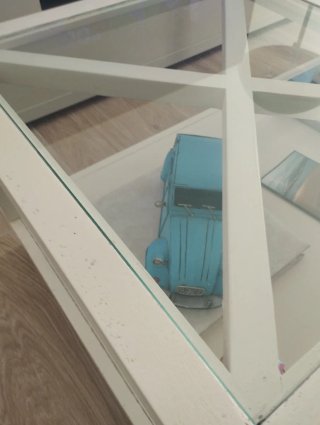 Mesa de centro cristal y madera