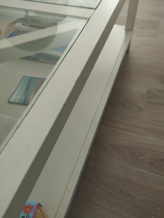 Mesa de centro cristal y madera