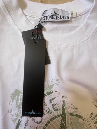 Camiseta Stone Island Blanca Estampada