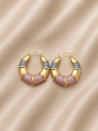 Pendientes Aro Oro Rosa y Azul