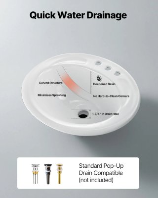 Lavandino Sottopiano Lavabo per Bagno 485 x 425 mm