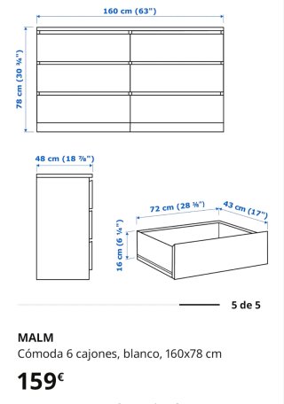 Cómoda Cajonera Ikea Blanca MALM