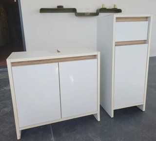 Armario auxiliar madera blanco baño