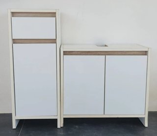 Armario auxiliar madera blanco baño