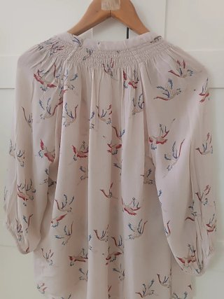 Blusa Monsoon Talla 40 Estampado Pájaros