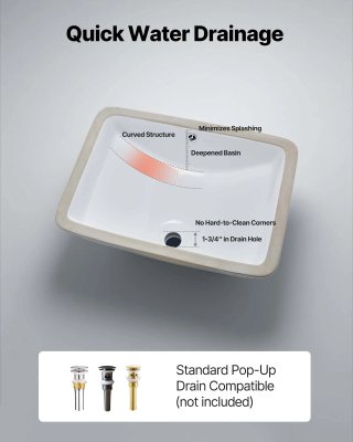 Lavandino Sottopiano Lavabo per Bagno 530 x 375 mm